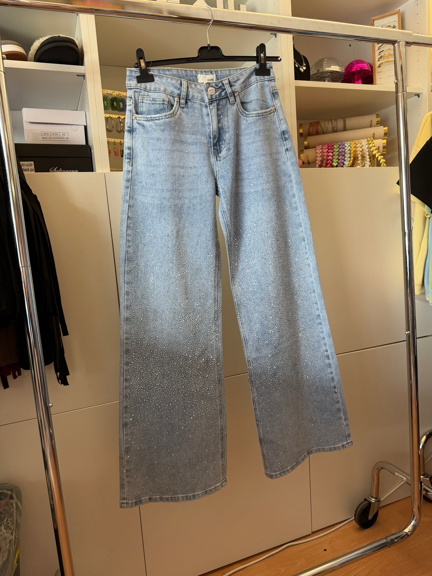 KATE DENIM JEANS GLITTER - BLAUW