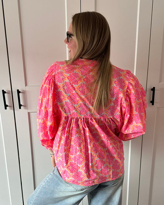 Gekleurde blouse Veer - roze