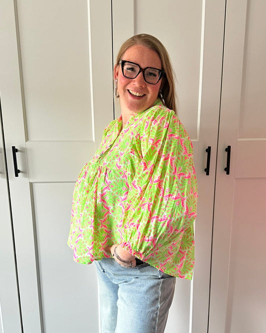 Gekleurde blouse Veer - groen