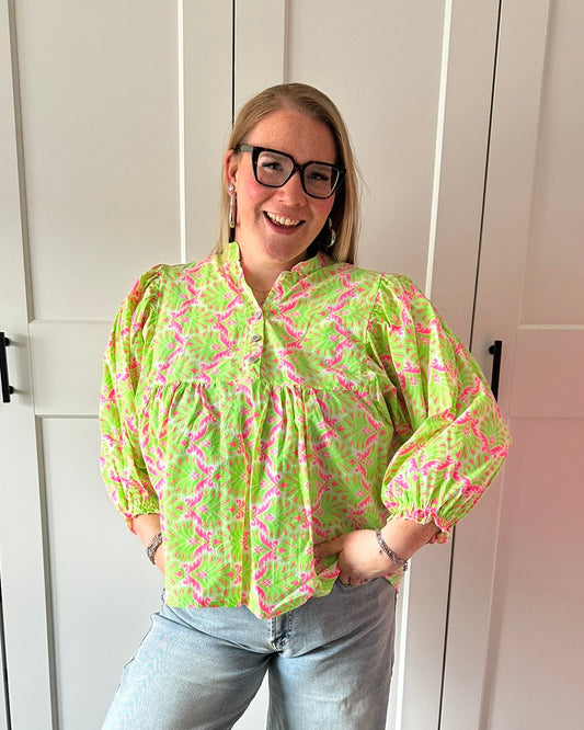 Gekleurde blouse Veer - groen