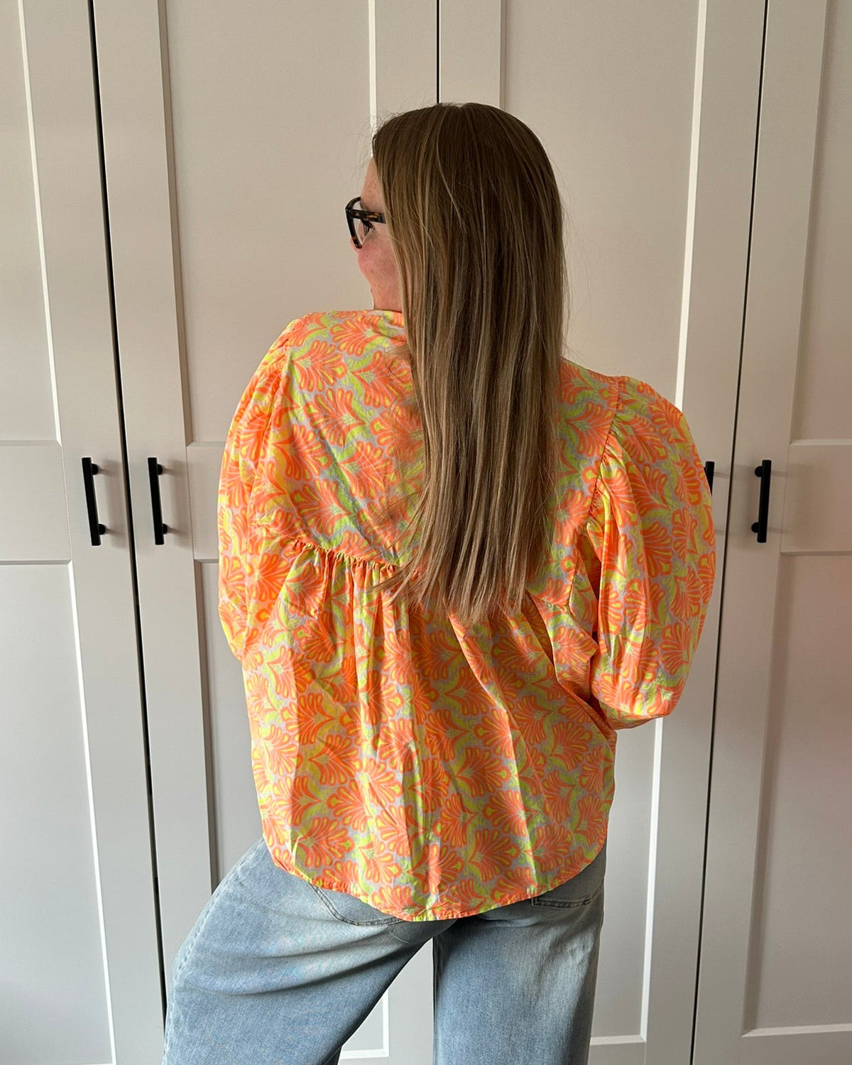 Gekleurde blouse Veer - oranje