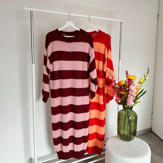 Jurk streep - Aubergine
