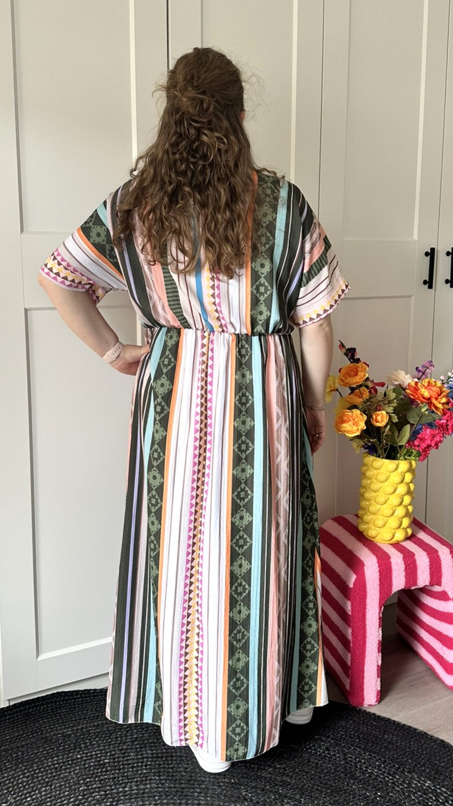 Jurk Multi strik - groen