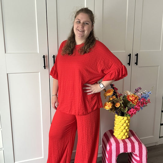Ruffle comfyset - Rood