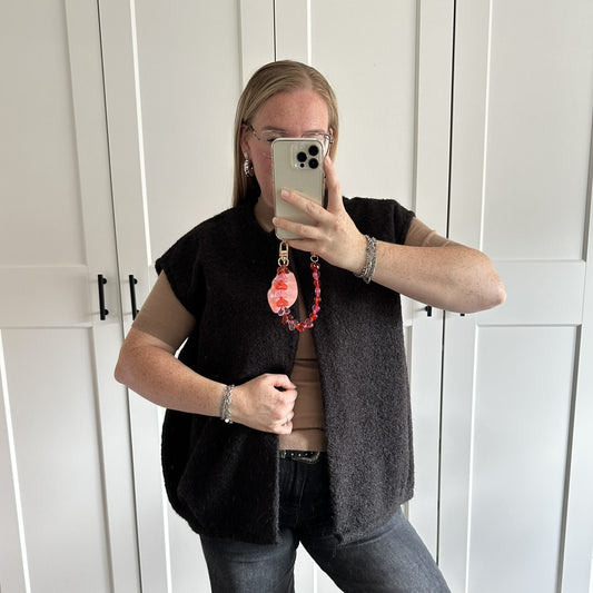 Gilet Fleur - zwart (oversized model)