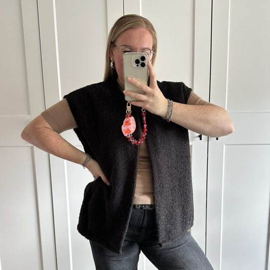 Gilet Fleur - zwart (oversized model)