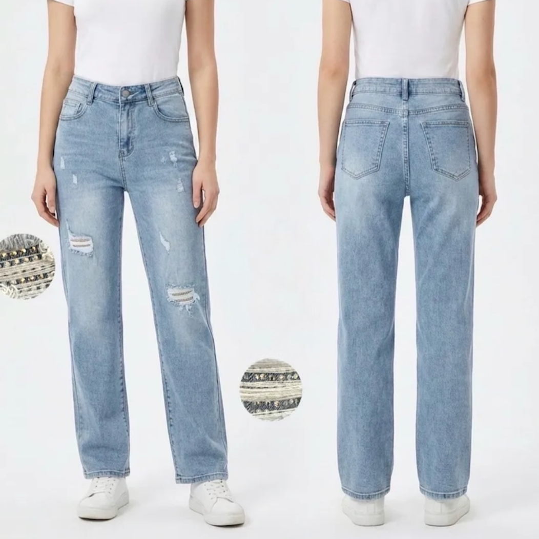 Jeans strass - licht blauw