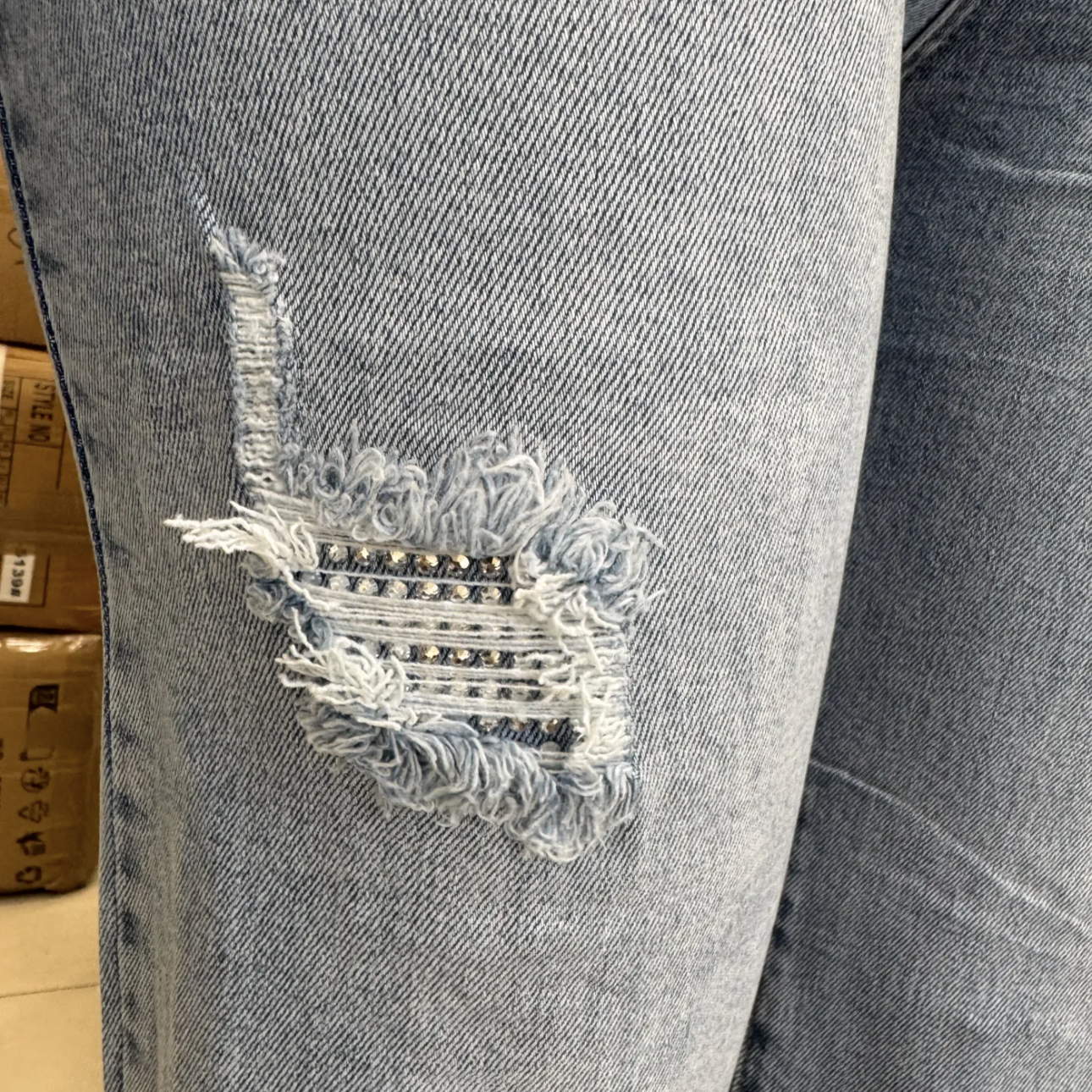 Jeans strass - licht blauw