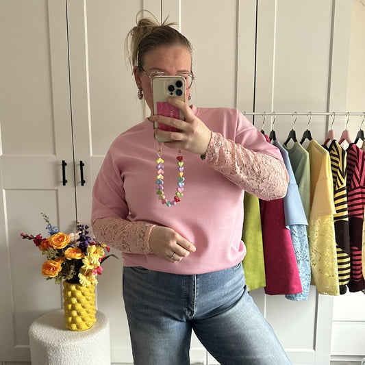 Tshirt kanten mouw - roze