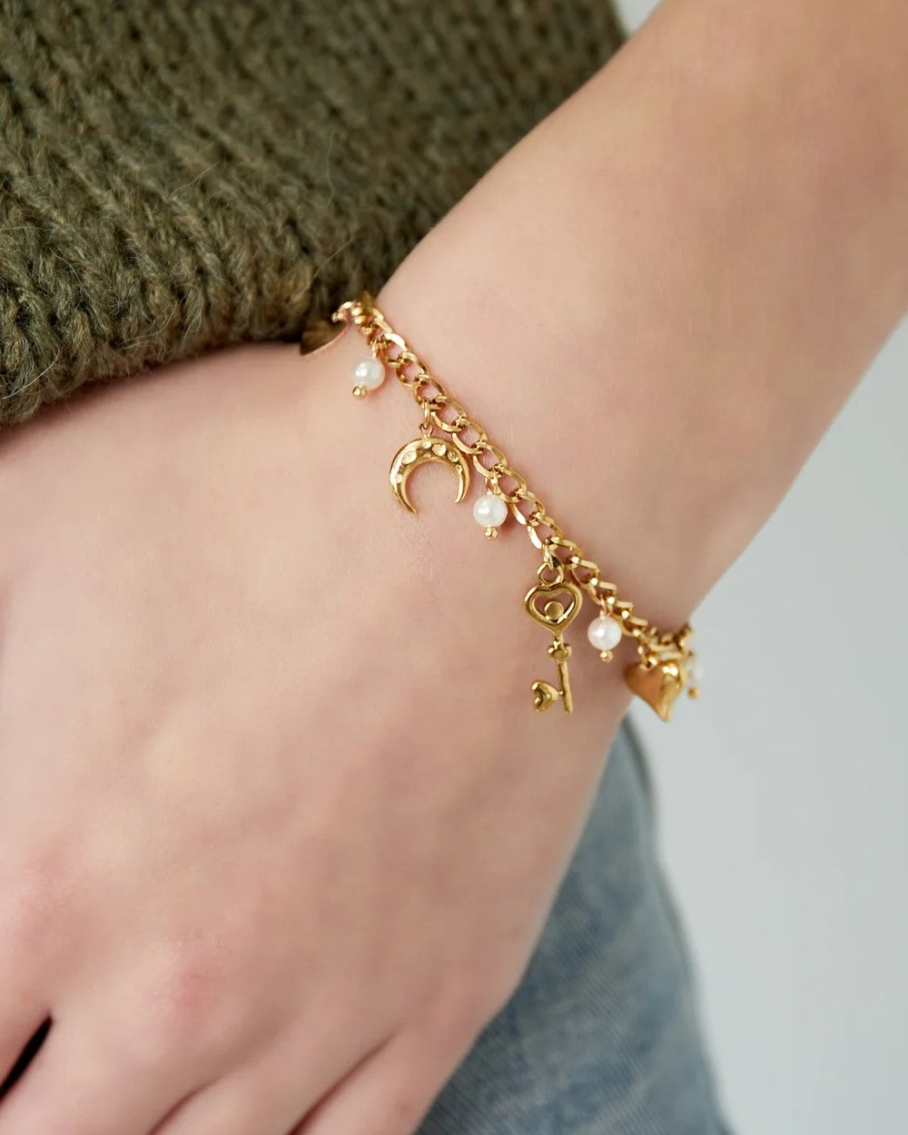 Armband key to heart - zilver