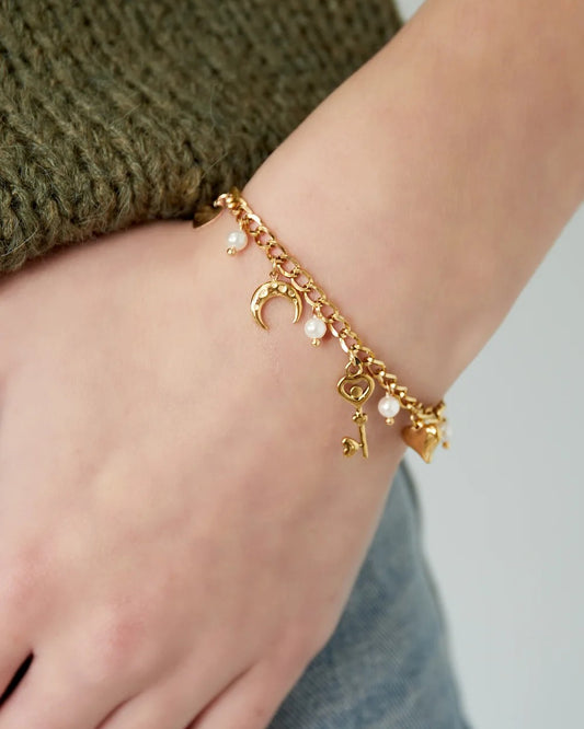 Armband key to heart - zilver