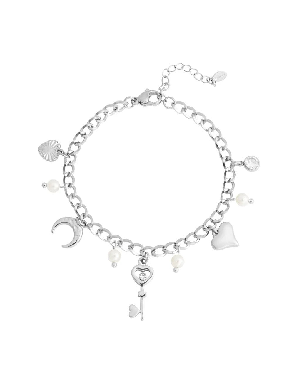 Armband key to heart - zilver