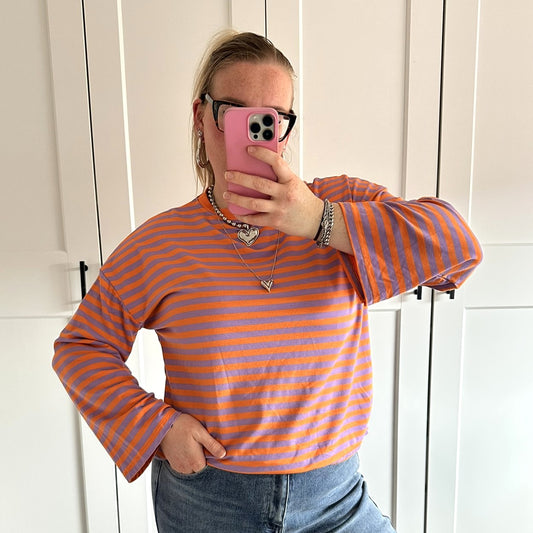 Longsleeve streep - oranje/paars