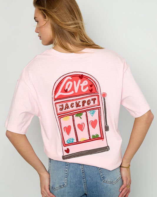 T-shirt Love machine - licht roze
