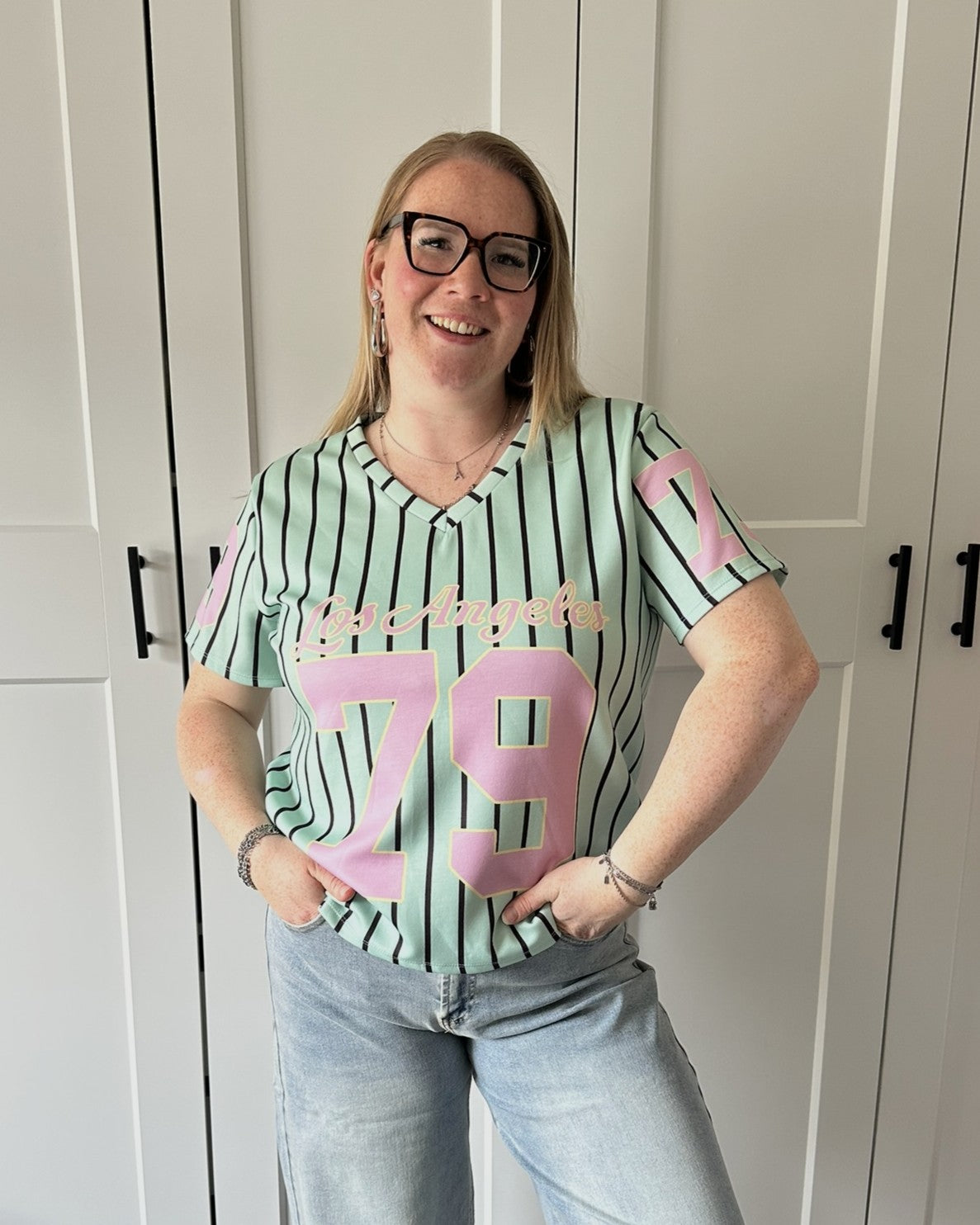 LA t-shirt v hals - mint