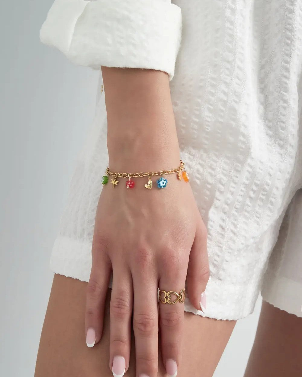 Armband festive flowers - goud
