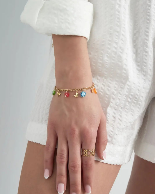 Armband festive flowers - goud
