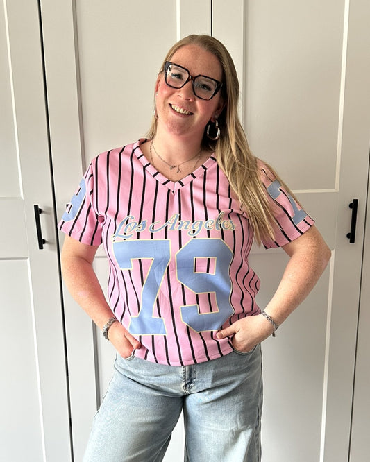 LA t-shirt v hals - roze
