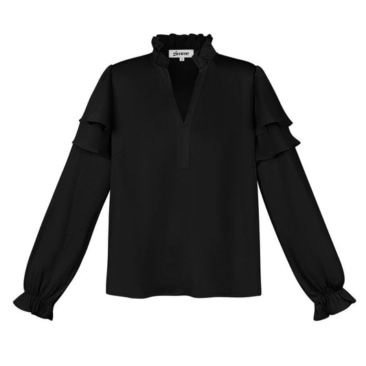 Ruffle blouse - zwart