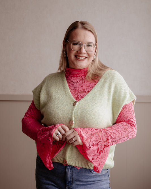 Kanten top Lisa - fuchsia