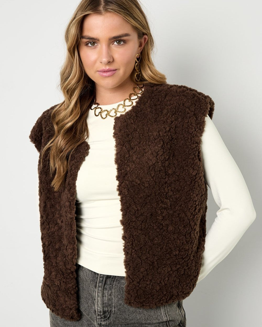 Gilet teddy - bruin