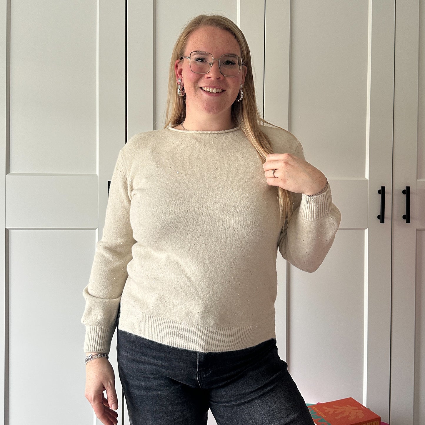 Trui Daizy glitter - Cremé