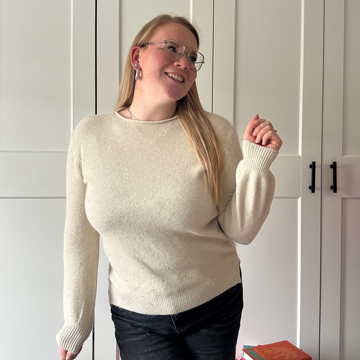 Trui Daizy glitter - Cremé