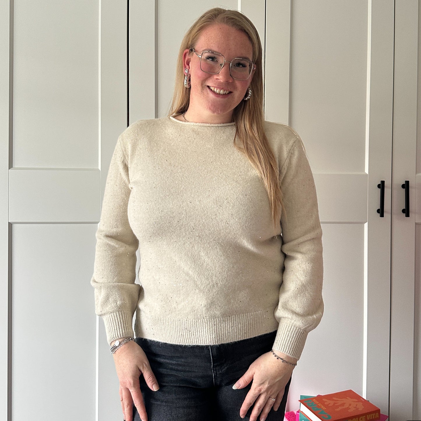 Trui Daizy glitter - Cremé