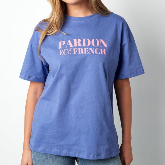T-shirt Pardon French - blauw