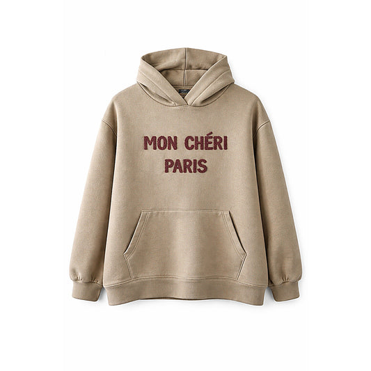 Sweater hoodie mon cheri - taupe/beige